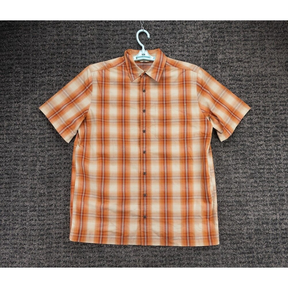 5.11 Tactical Shirt Mens Medium Orange Beige Plaid Classic Covert Conceal Carry
